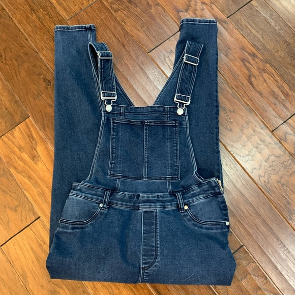 Cheap Monday Dungaree Spray Dark Wash Skinny Denim Overalls size M - Picture 8 of 12